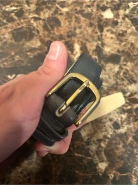 vintage-style men's cowhide black leather belt size 36/90